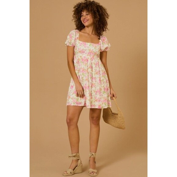 Altar'd State Dresses & Skirts - Altar’d State Puff Sleeve Floral Dress XL Whimsical Cottagecore Feminine Dainty